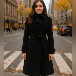 Elegant Black Babaton Tatulula Small Double-Breasted Coat